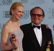Nicole Kidman e Jack Nicholson, vincitori del Golden Globe nel 2002. Copyright © HFPA